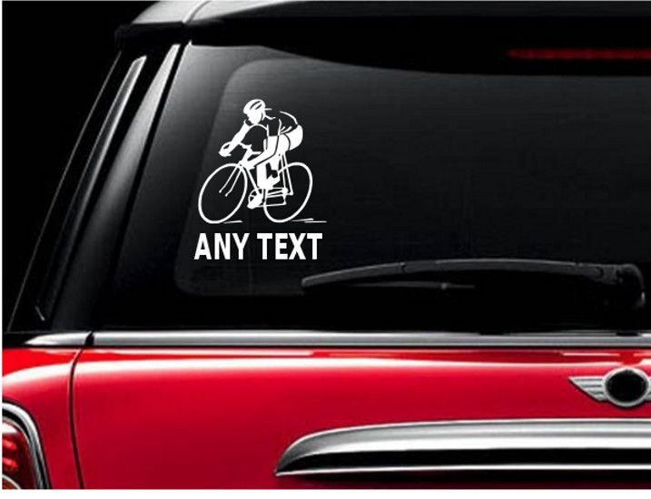 Bicycle Cycling Decal Cyclist CUSTOM Road Race Bike Century Metric Car Sticker