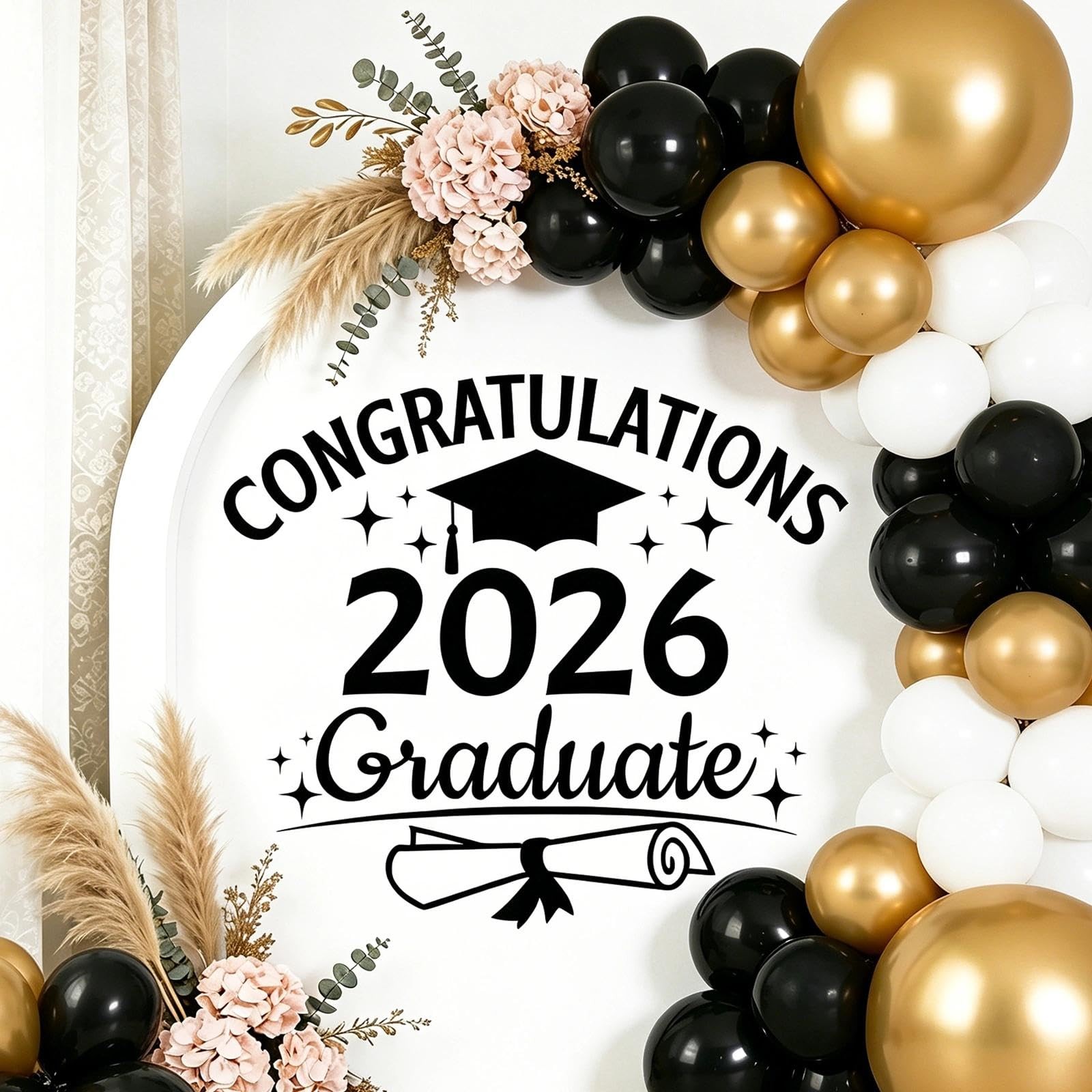 Graduation Sign for Backdrop, Class of 2026 Congrats Grad Decal Sign for Grad…