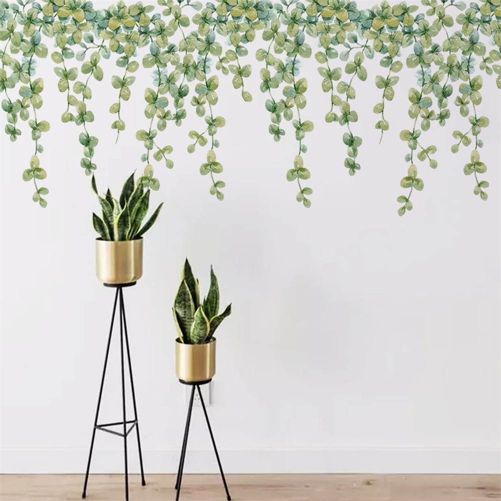 Practical Wall Stickers Eucalyptus Leaf Stickers TV Background 2pcs/set