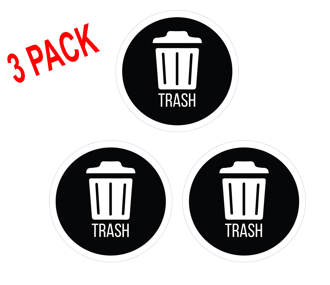 iTouchless Set of 3 Recycle, Trash & Decal Sticker for trash cans, Home & Office