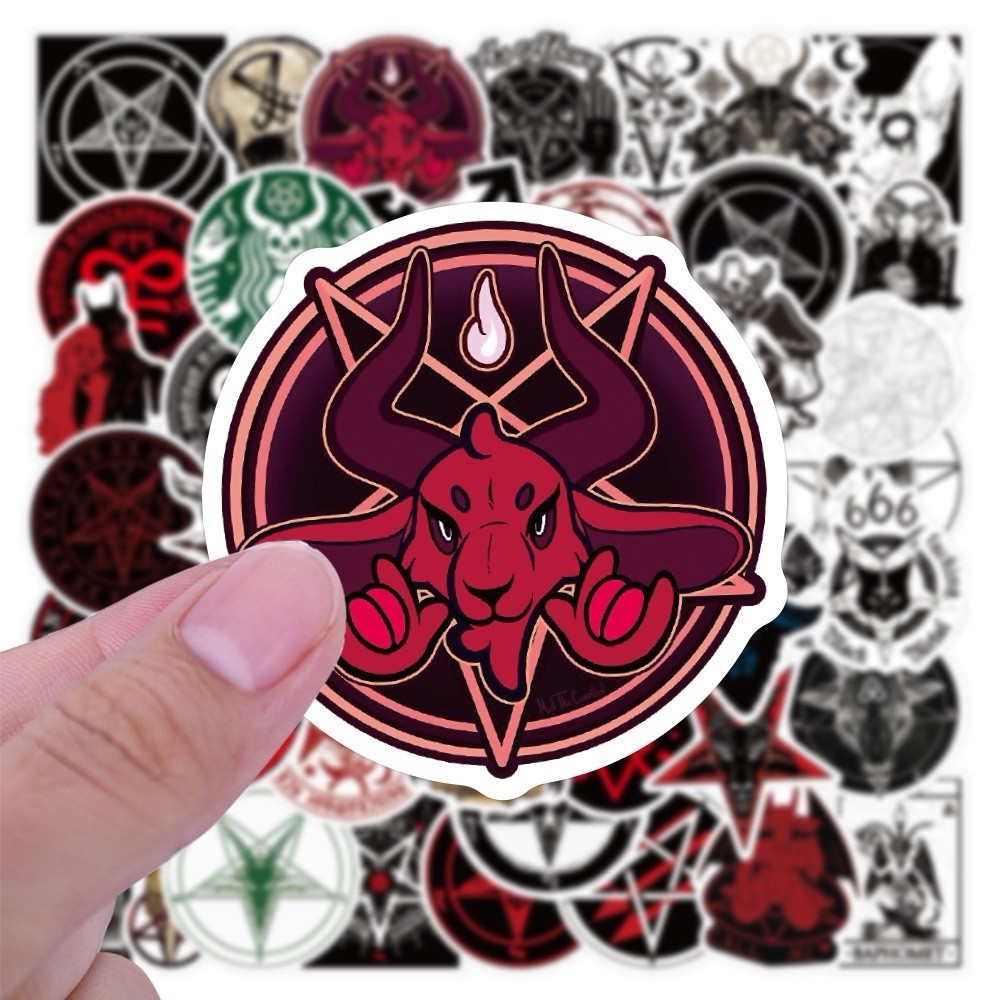 10 Random Satanic Stickers Devil 666 Decals Skull Satan Horror Red Free Shipping