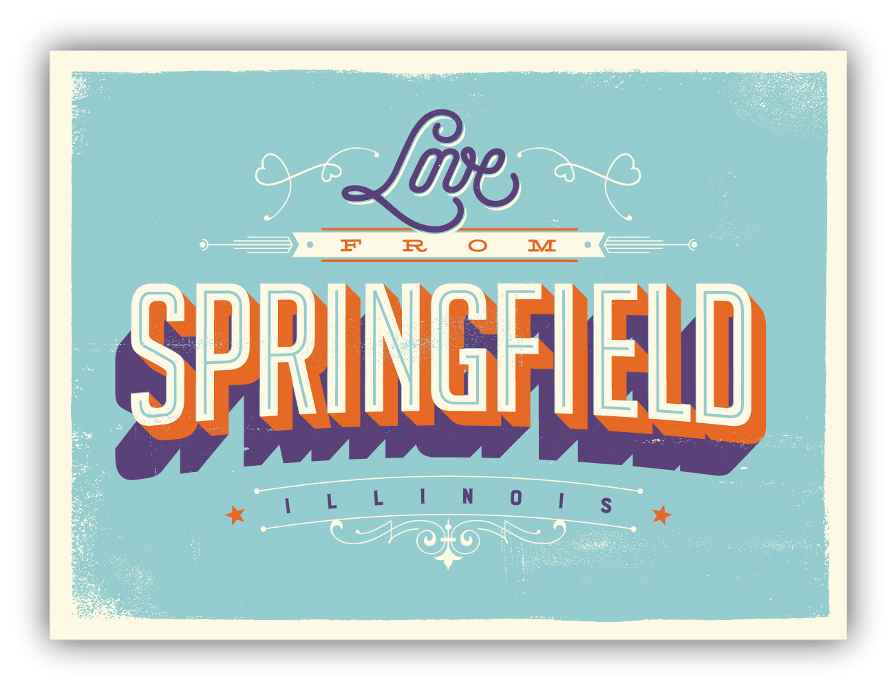 Love From Springfield Illinois USA Vintage Vinyl Sticker Decal