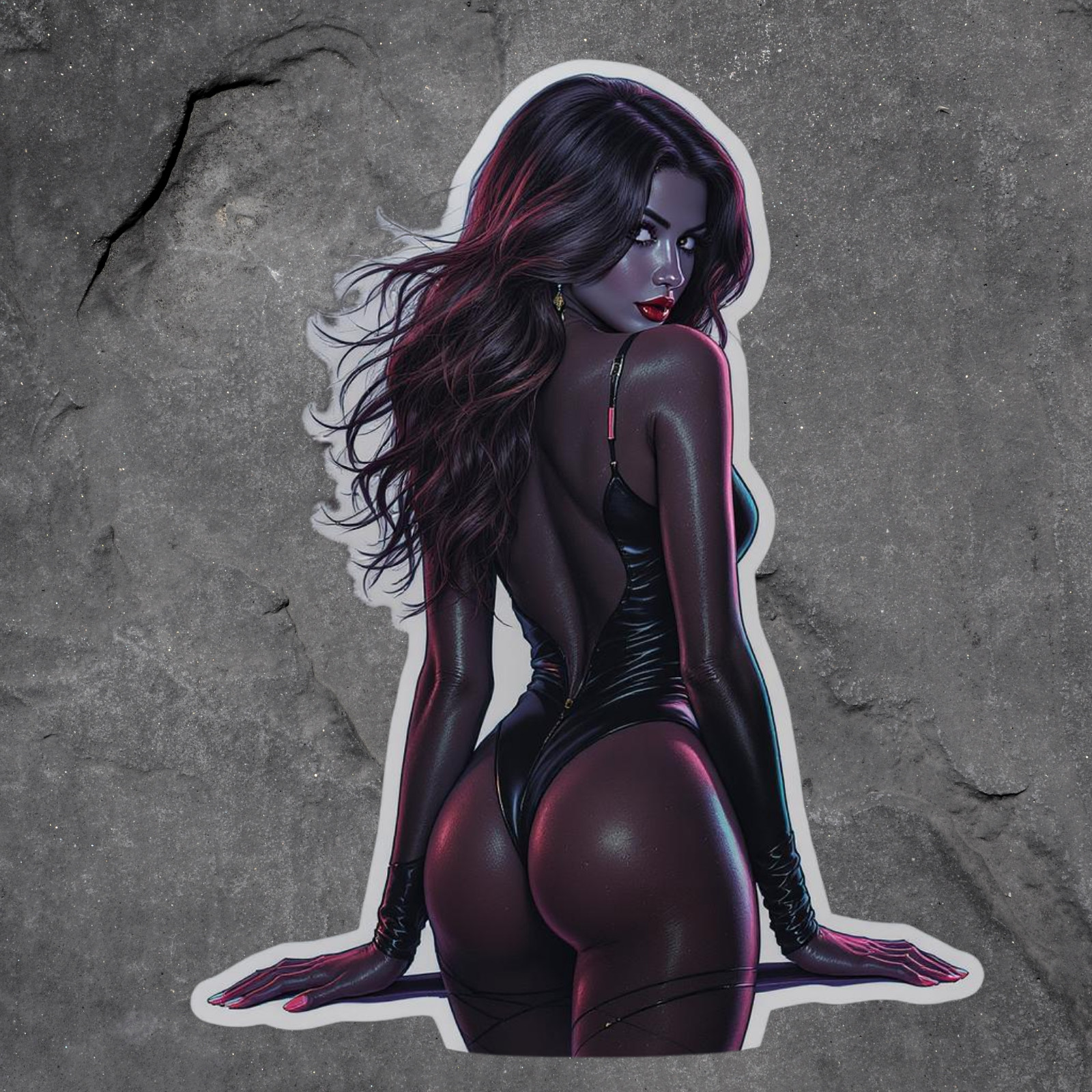 Pinup girl sticker vinyl decal thong bikini model sexy seductive busty cleavage