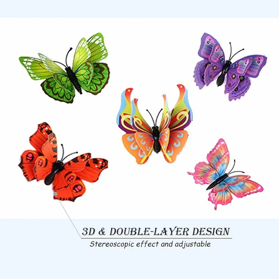Butterfly Wall Decor 24 PCS, 3D Butterflies Stickers For Party Decorations