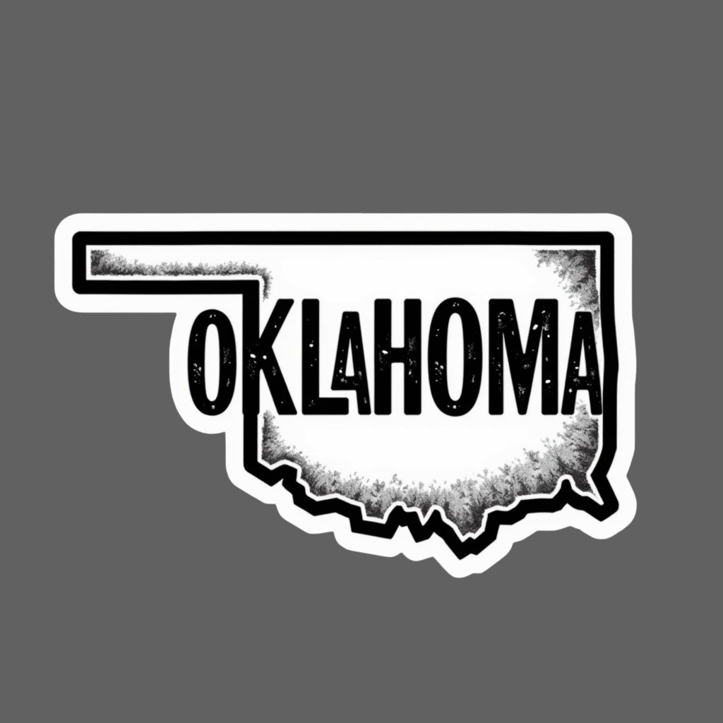 Oklahoma Sticker Vinyl Decal State Outline Grunge Black White Car Laptop