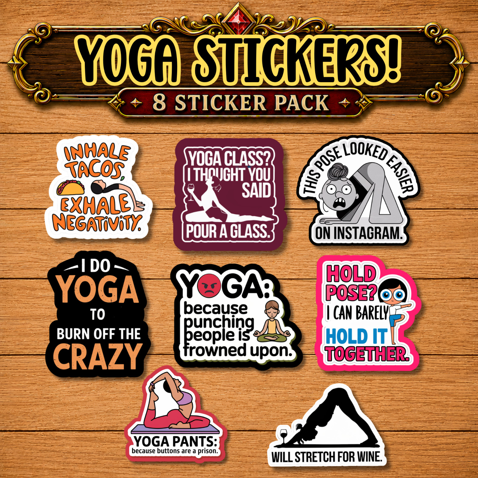 Yoga Gift Stickers, Water-Resistant Vinyl Decals for Yoga Lovers
