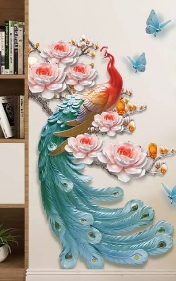 Multi color Peacock Wall Sticker Removable Wall Decor Home, Room & Living room
