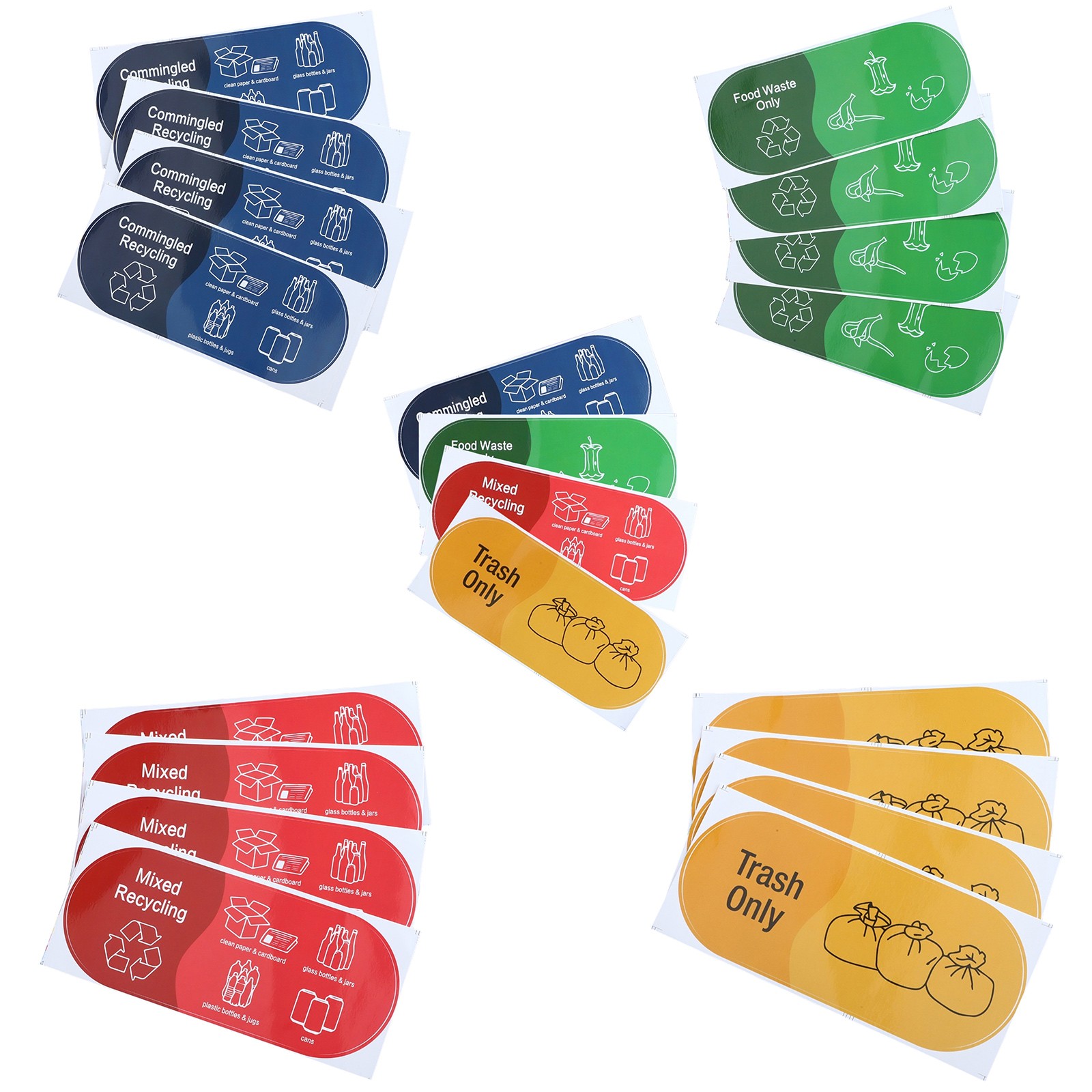 4Pcs Trash Recycling Sticker New Garbage Labels Office Sorting Stickers Trendy