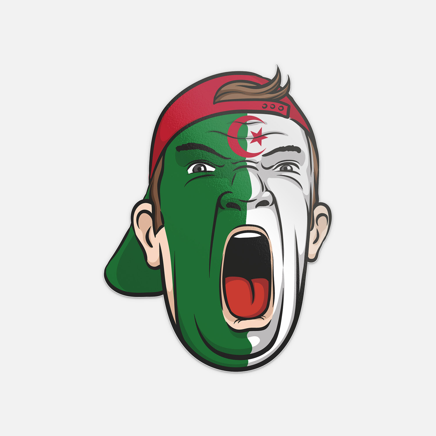 Algeria Football Fan National Flag Face World Cup Vinyl Sticker Decal