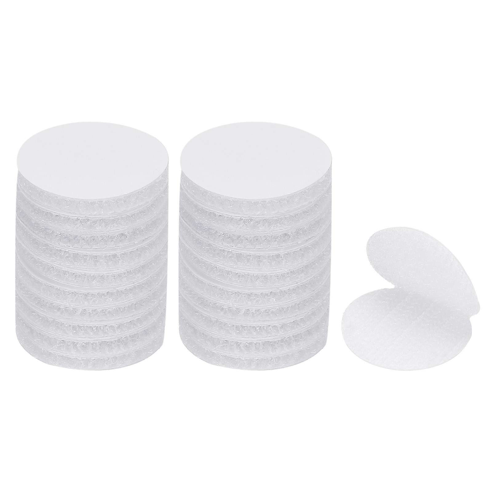 24 Pairs Round Adhesive Hook and Loop Dots 1 Inch, White