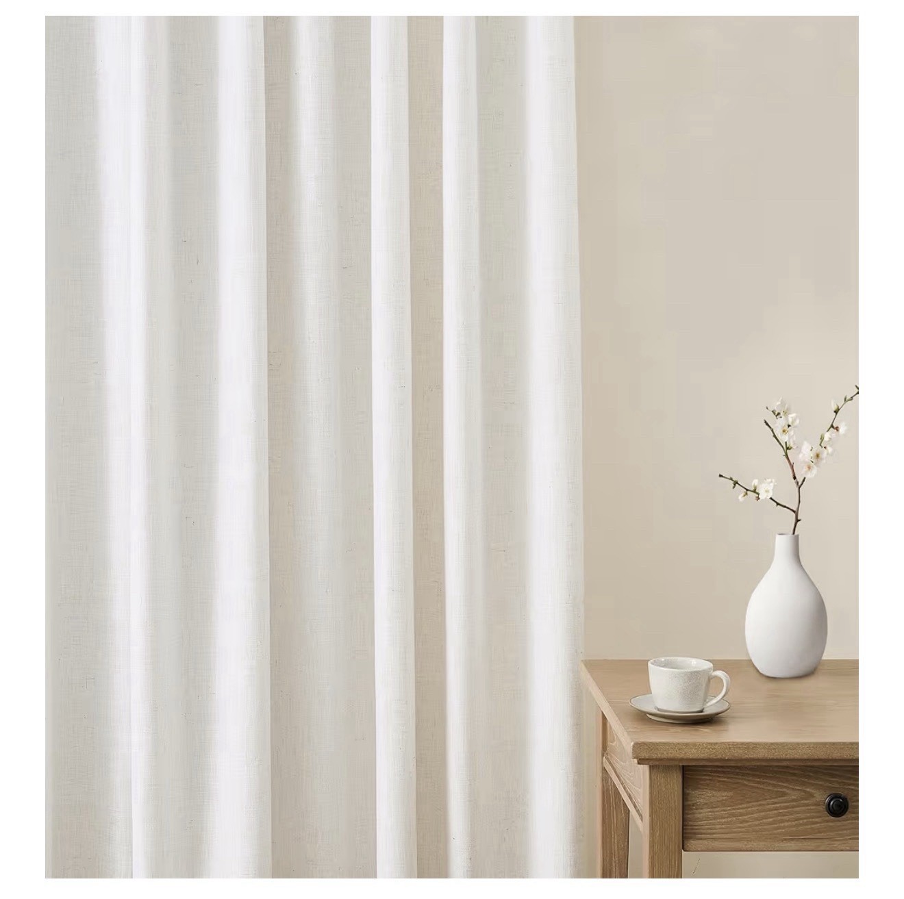 Linen Curtains 108 inch Length Custom Trained Pinch Pleat with Hooks