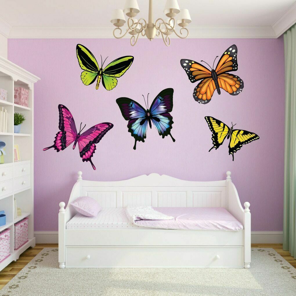 Butterflies Wall Decal Set – Girls Bedroom Colorful Bedroom Wall Art Stickers