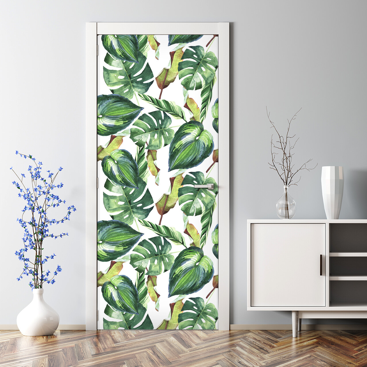 Palm Leaf Watercolour Adhesive Door sticker Watercolour abstract painting