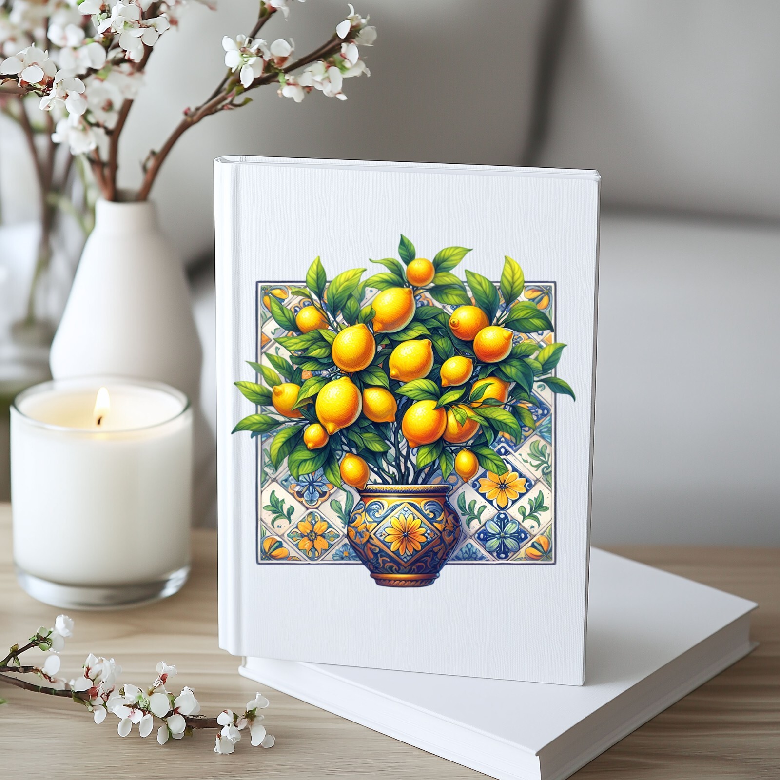 Lemon Vase Mediterranean UV DTF Transparent Sticker / Decal