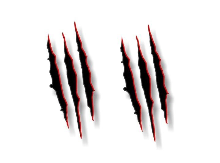2 Ripped Claw Marks Vinyl Sticker Decals Jurassic Dinosaur Monster Scratches