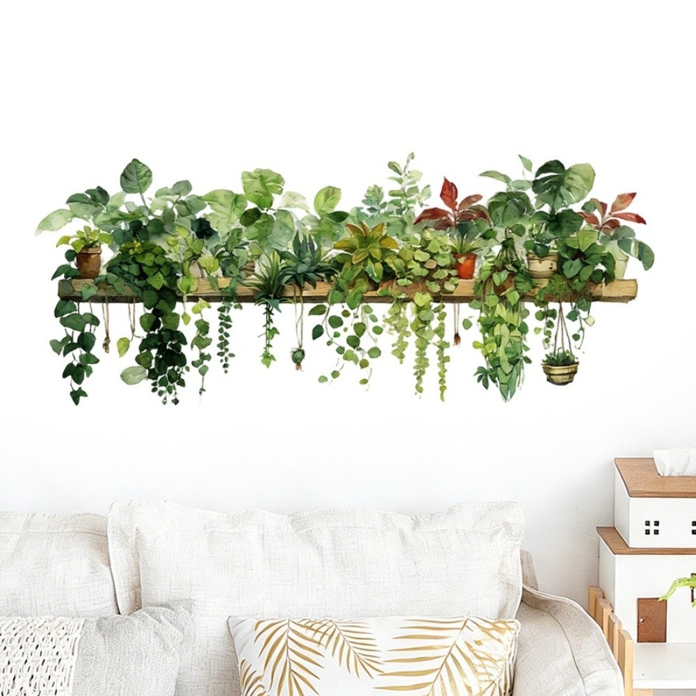 Green Botanical Wall Decal PVC Material for Living Room Bedroom For Home Decor