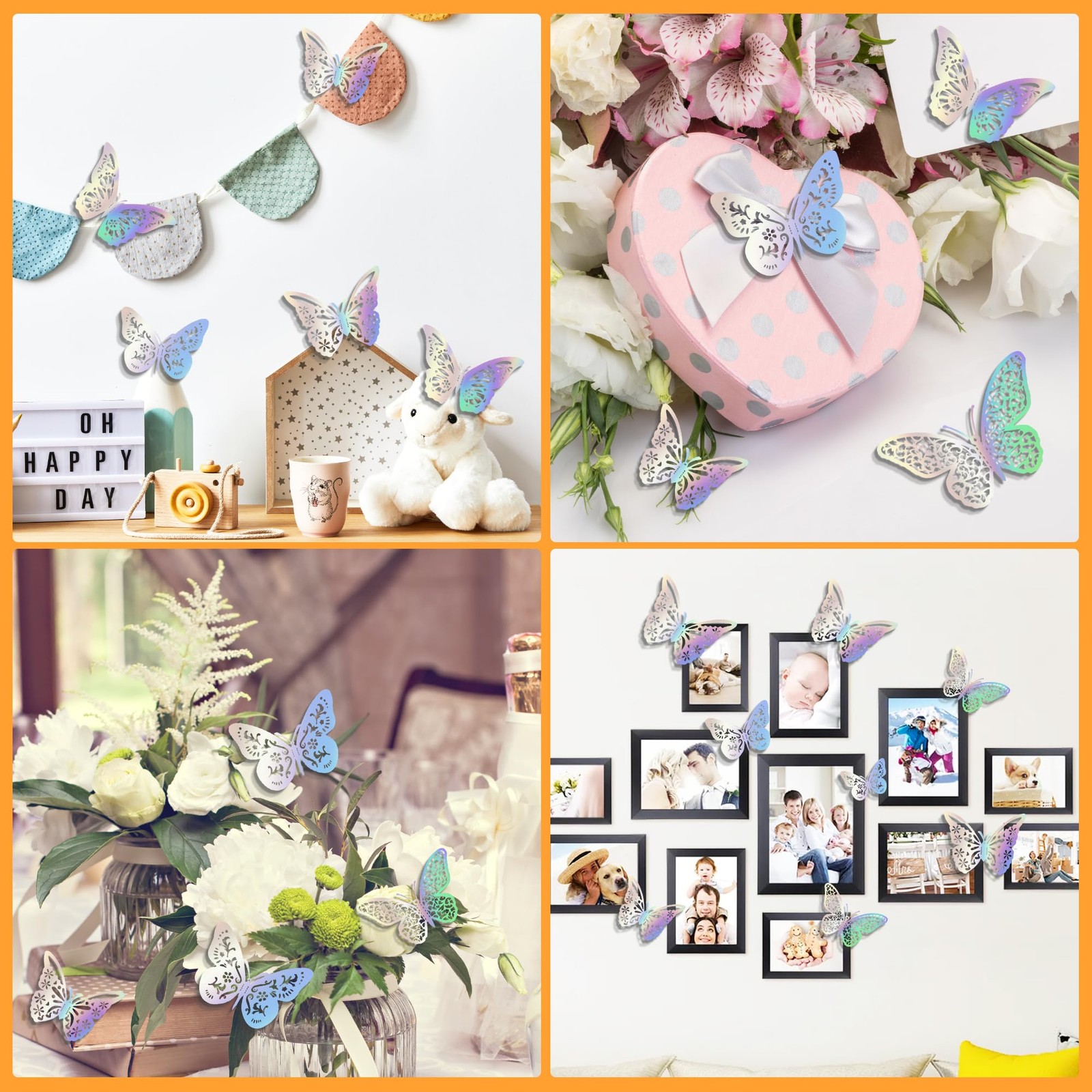 72 Pcs 3D Butterfly Room Wall Decor for Birthday Wedding Party Cake Decor