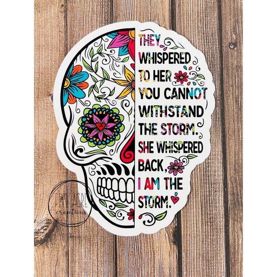 Inspirational Waterproof Weatherproof Vinyl Sticker | Skull | I Am The Storm