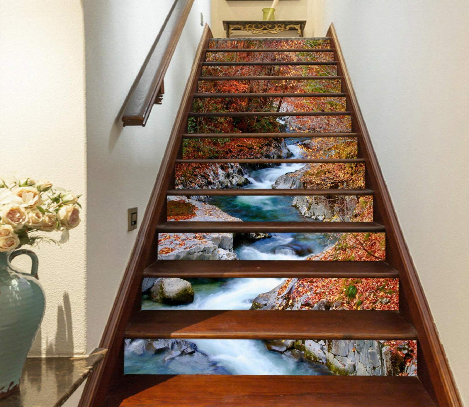 3D River Leaves NA452 Stair Risers Decoration Photo Mural Decal Wallpaper Fay