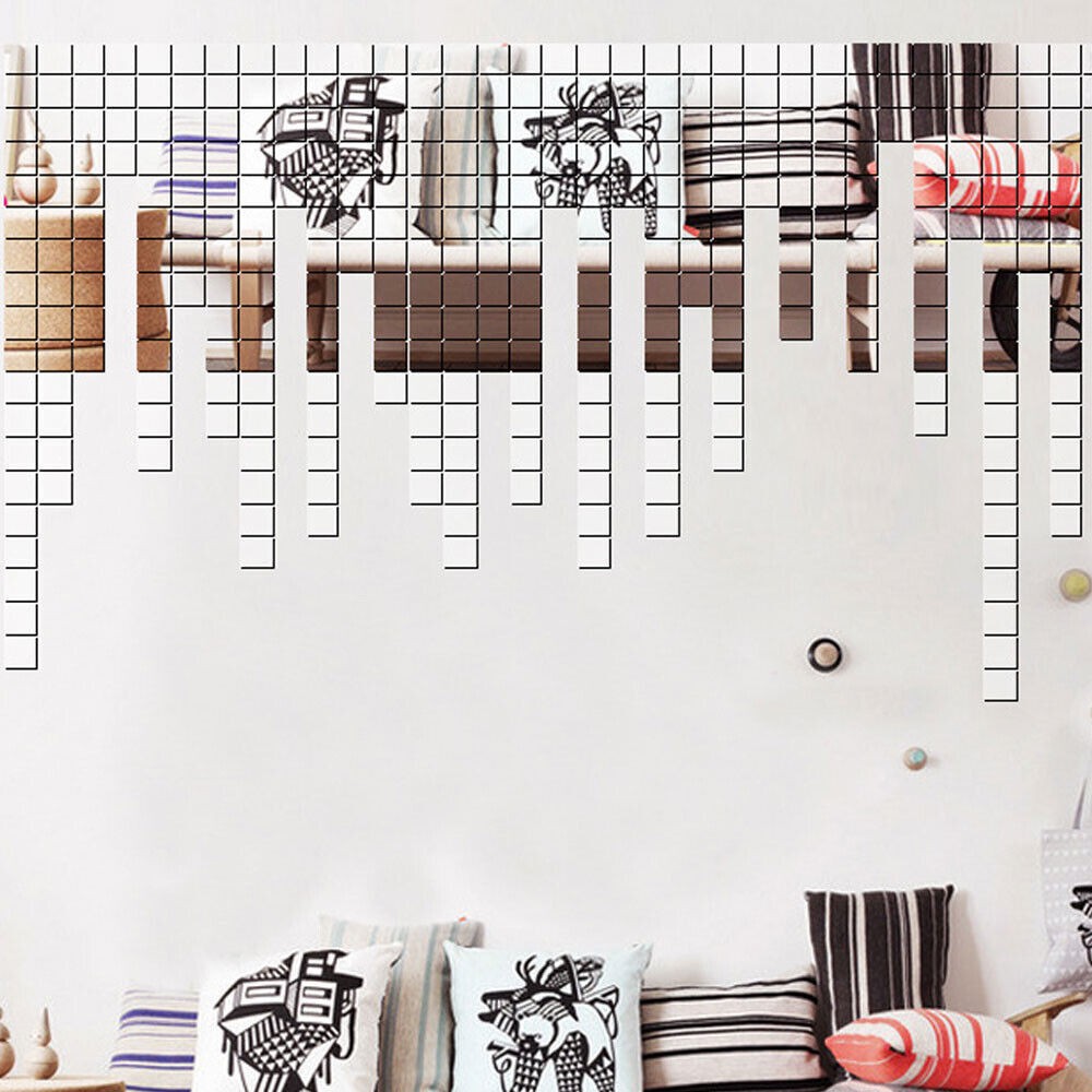 200pcs 0.8″ Mini Square Acrylic Mirror Stickers Wall Tiles Decals DIY Home Decor