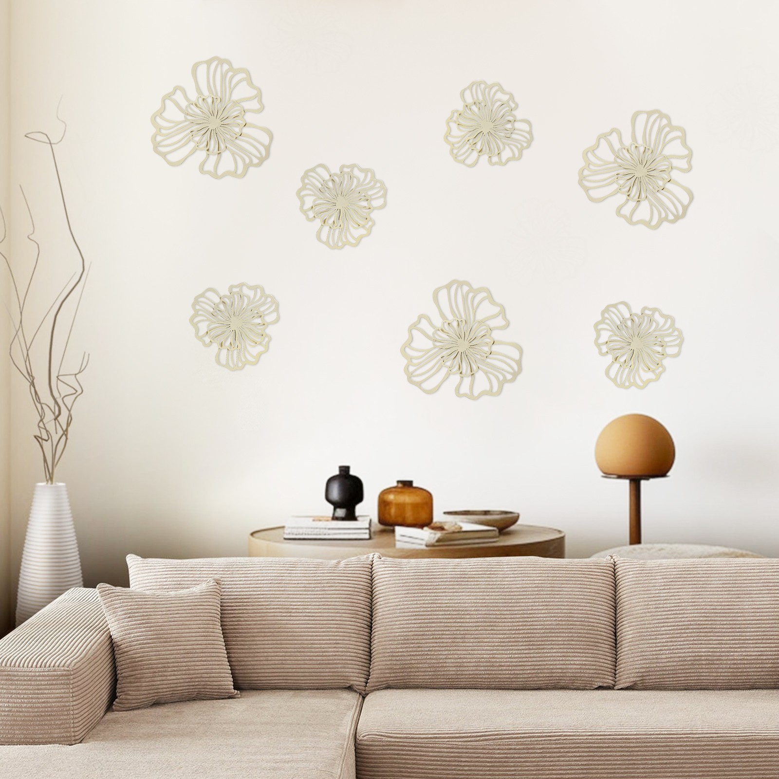 7-Piece Metal Wall Decor Flower Office Wall Hanging Ar Indoor Metal Wall Decor