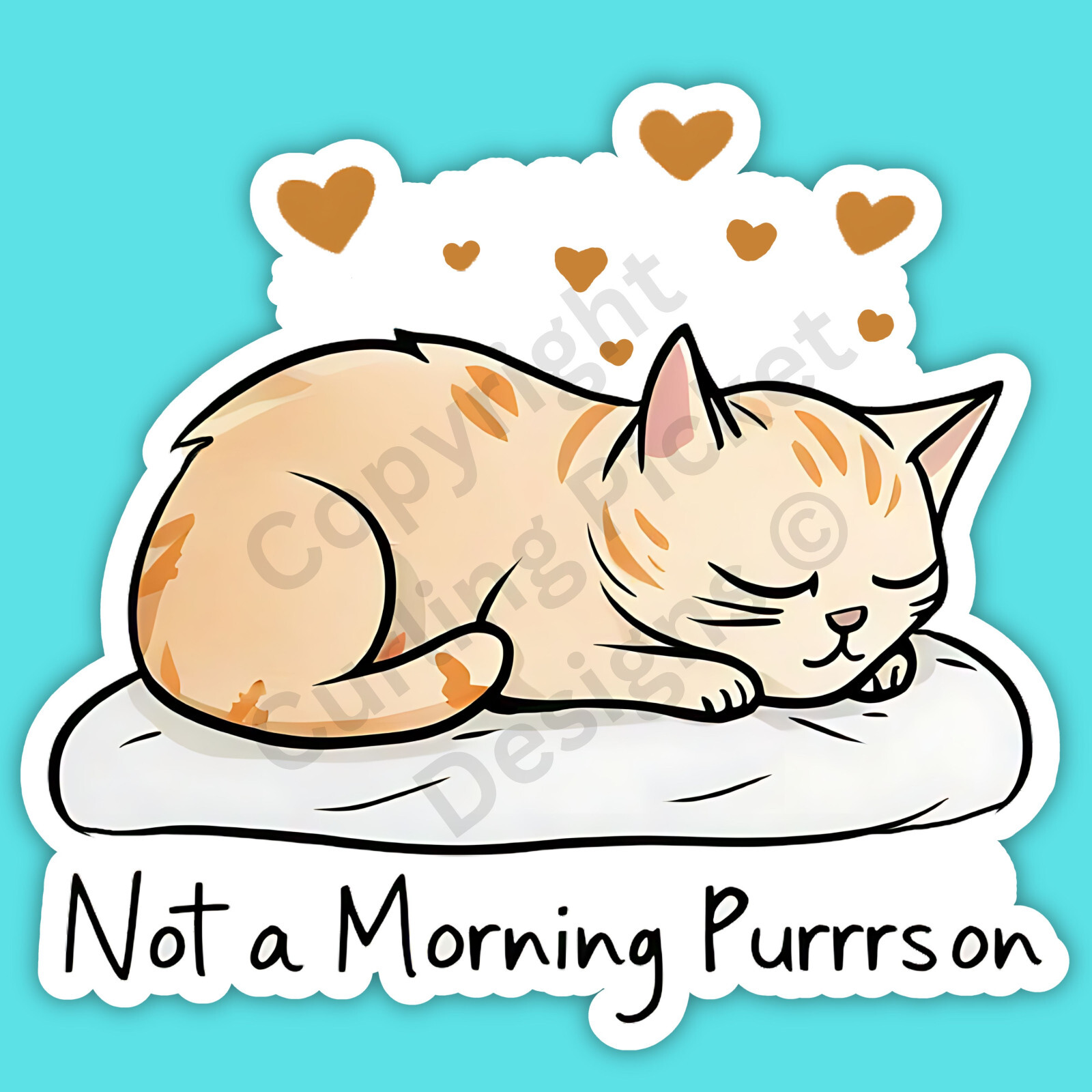 Not a Morning Purrrson Person Cat Sleeping Cute Funny 3″ Vinyl Sticker