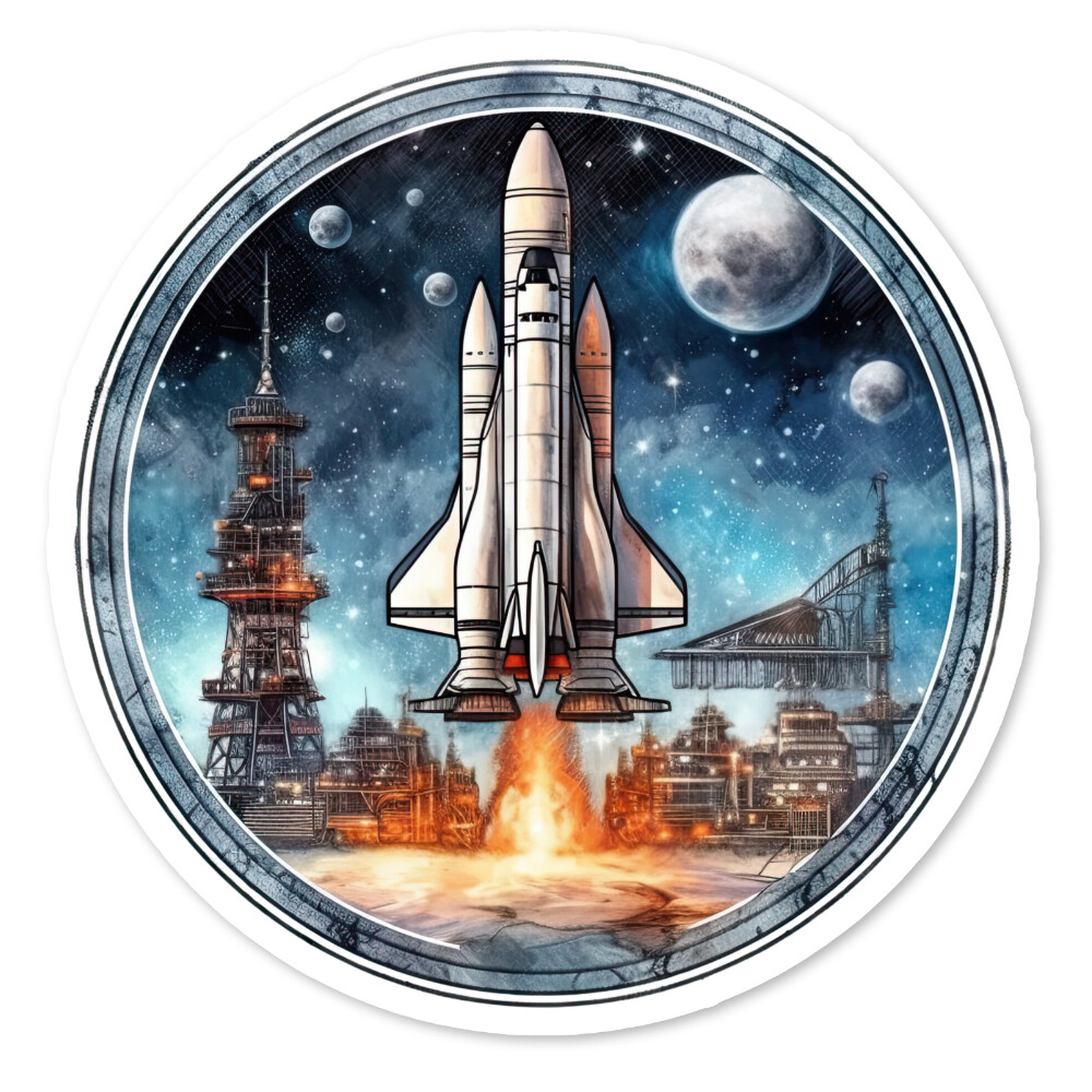 Space Shuttle Vinyl Sticker, Water Resistant, Laptop, Water Bottle, Scrapbook