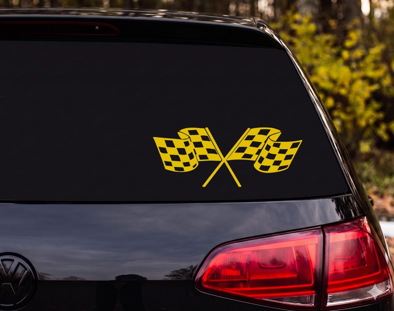 Crossed Checkered Racing Flags Vinyl Decal Sticker Car Truck | Racing Fan Gift