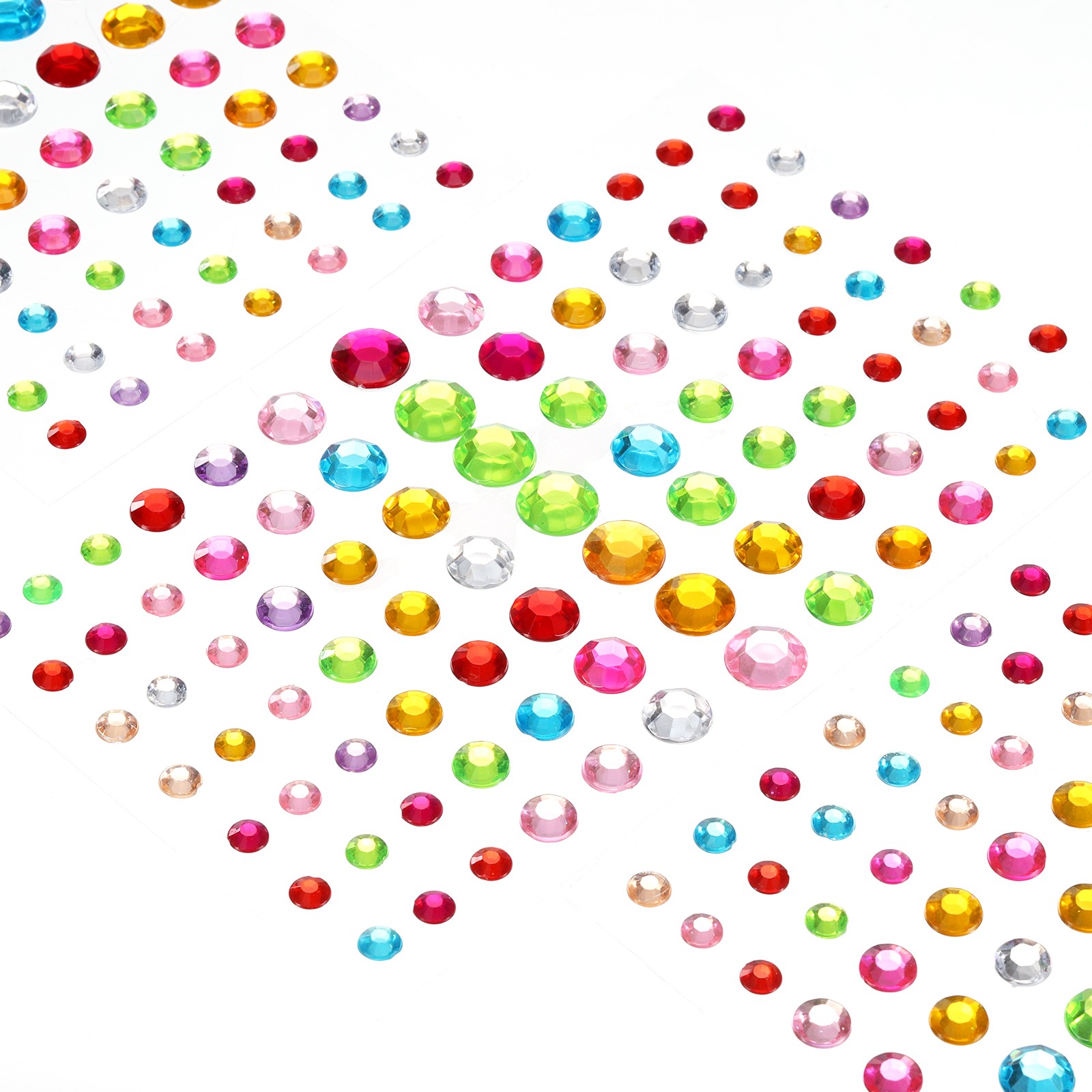 450Pcs Gems Stickers for Crafts, 5 Sheet Circular Rhinestone Sticker, Multicolor