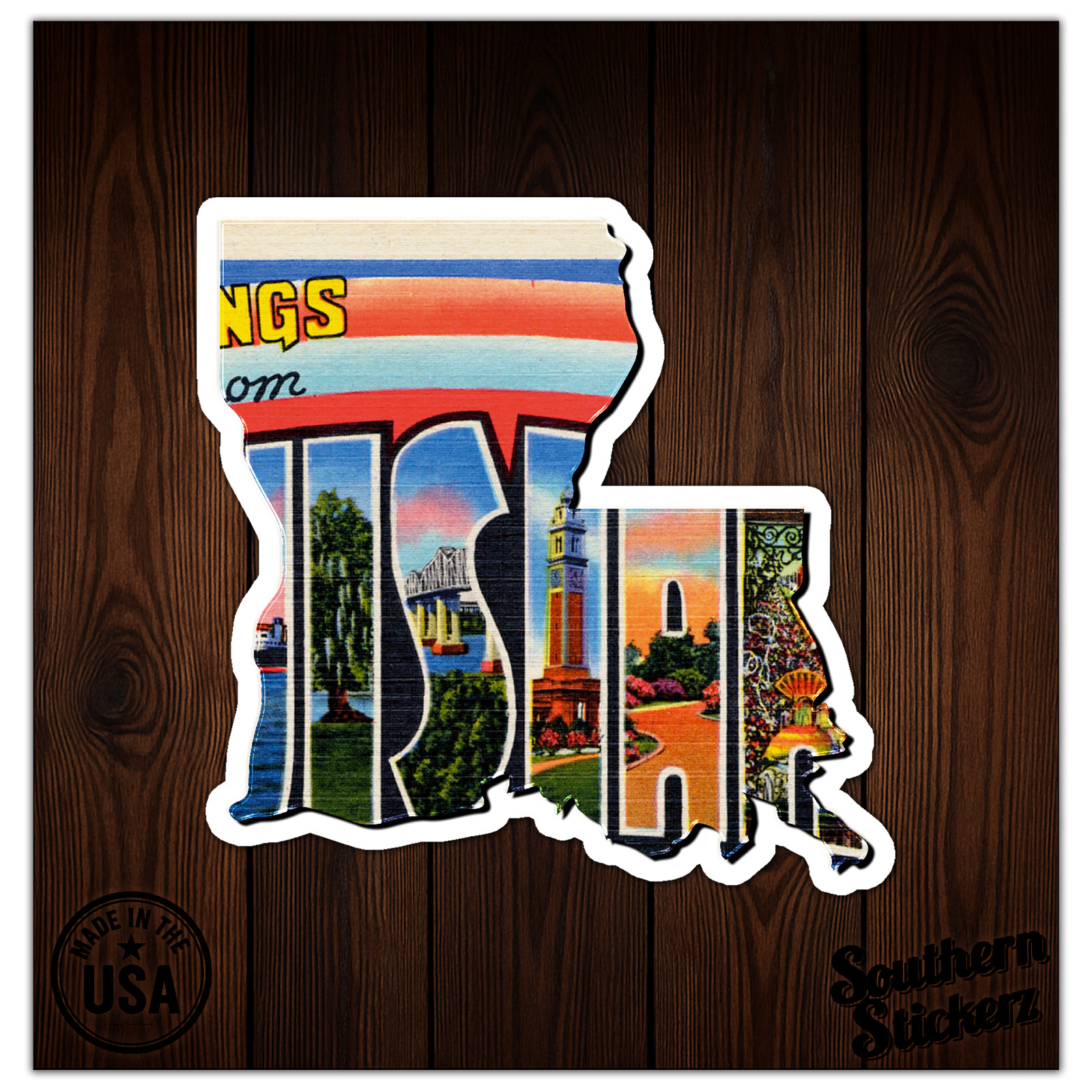 Vintage Louisiana Map – Vinyl Decal Sticker – Car Window Laptop – ebn8865