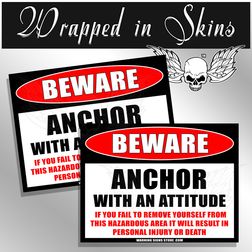 Anchor Funny Warning Beware TV News Anchor Decal Funny Sticker 4″ wide 2 Pack