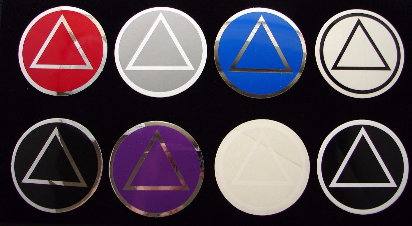 Alcoholics Anonymous AA Symbol Decal 3″ Round Window Bumper Sticker Sober Token
