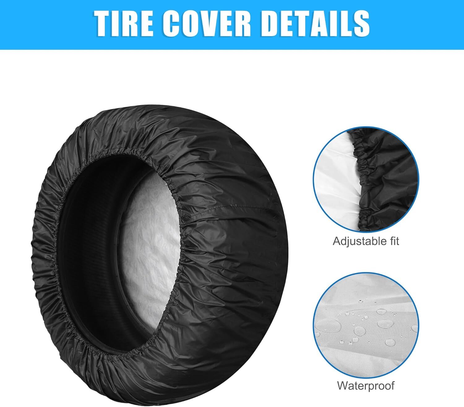Universal Black 190T Polyester Spare Tire Cover for 14″ Wheels
