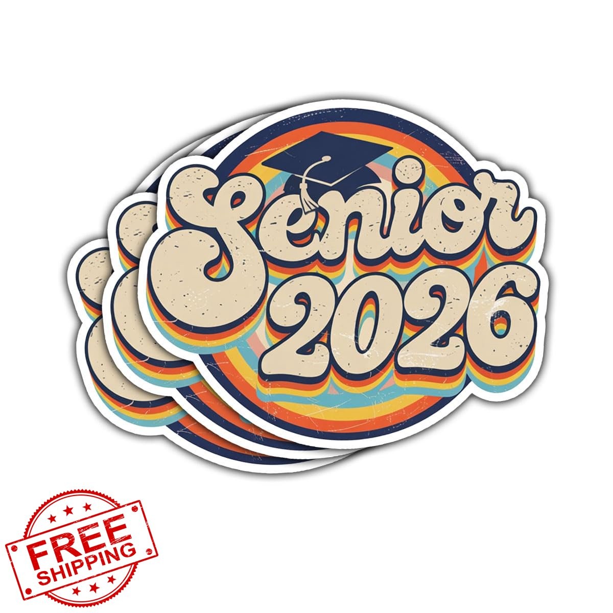 Class of 2026 Graduation Stickers 3pc Senior Laptop Car Decal