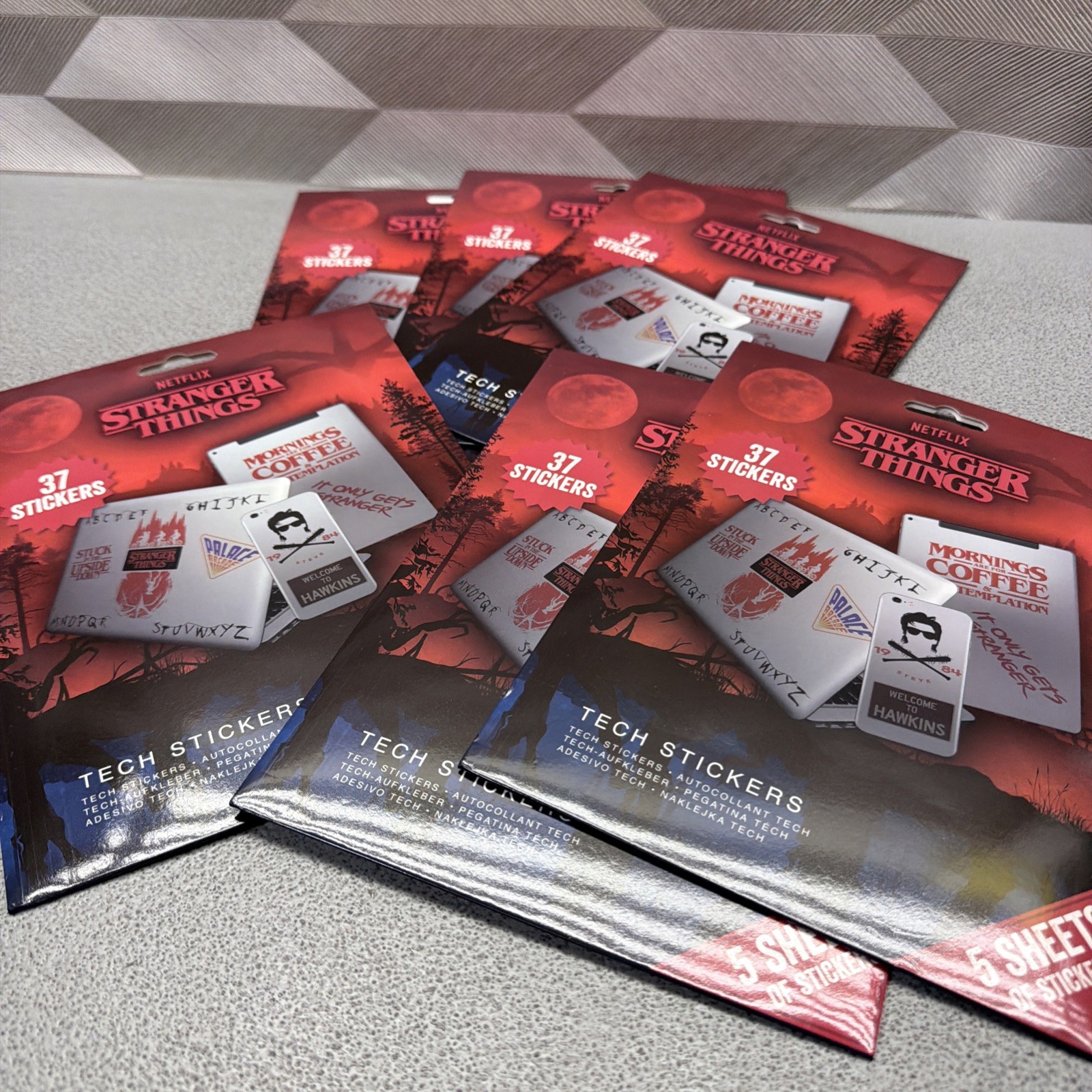 6-SETS STRANGER THINGS TECH STICKERS TOTAL 222 STICKERS