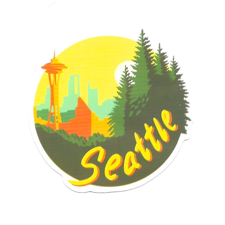 Seattle Vinyl Sticker Space Needle Washington Skyline Travel Souvenir Journal