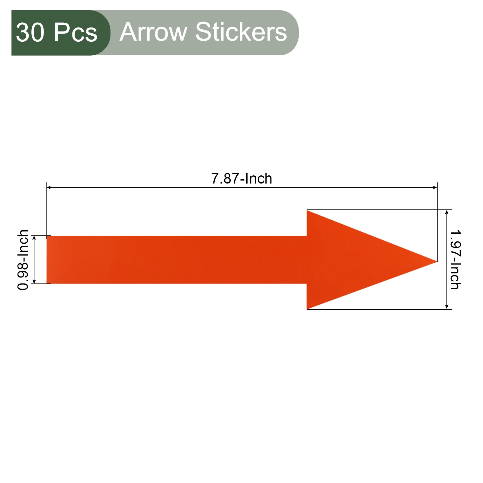 30Pcs Arrow Sticker,20×2.5cm PVC Removable Self Adhesive Waterproof Signs,Red