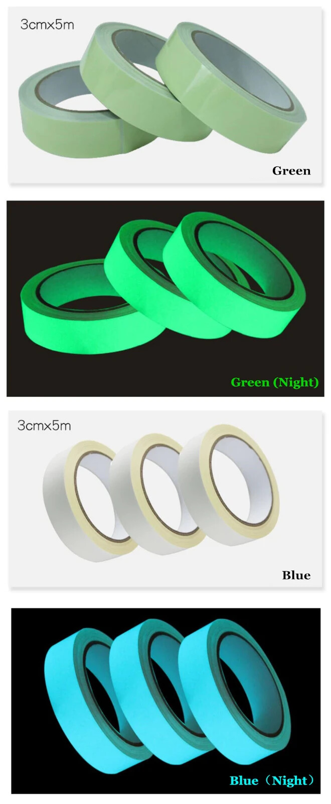 3Mx1cm Luminous Fluorescent Night Self-adhesive Glow In The Dark Sticker Tape