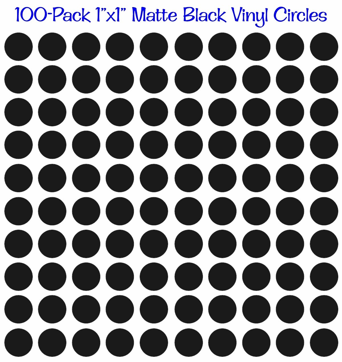 100 pack 1″x1″ Round Matte Black Vinyl Stickers Decals Circles Polka Dots Diecut