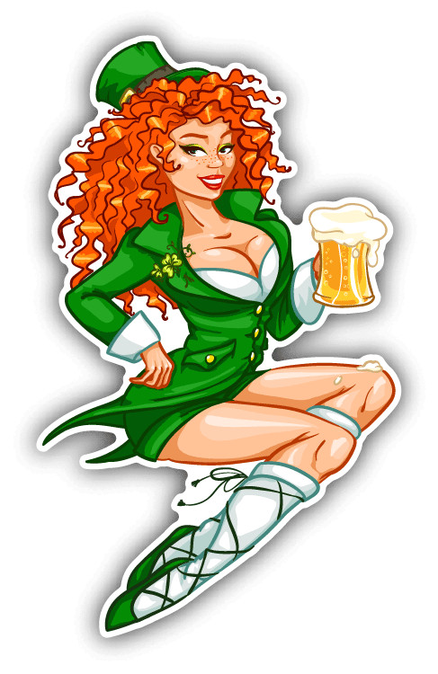Leprechaun Girl Beer Saint Patrick’s Day Car Bumper Sticker Decal