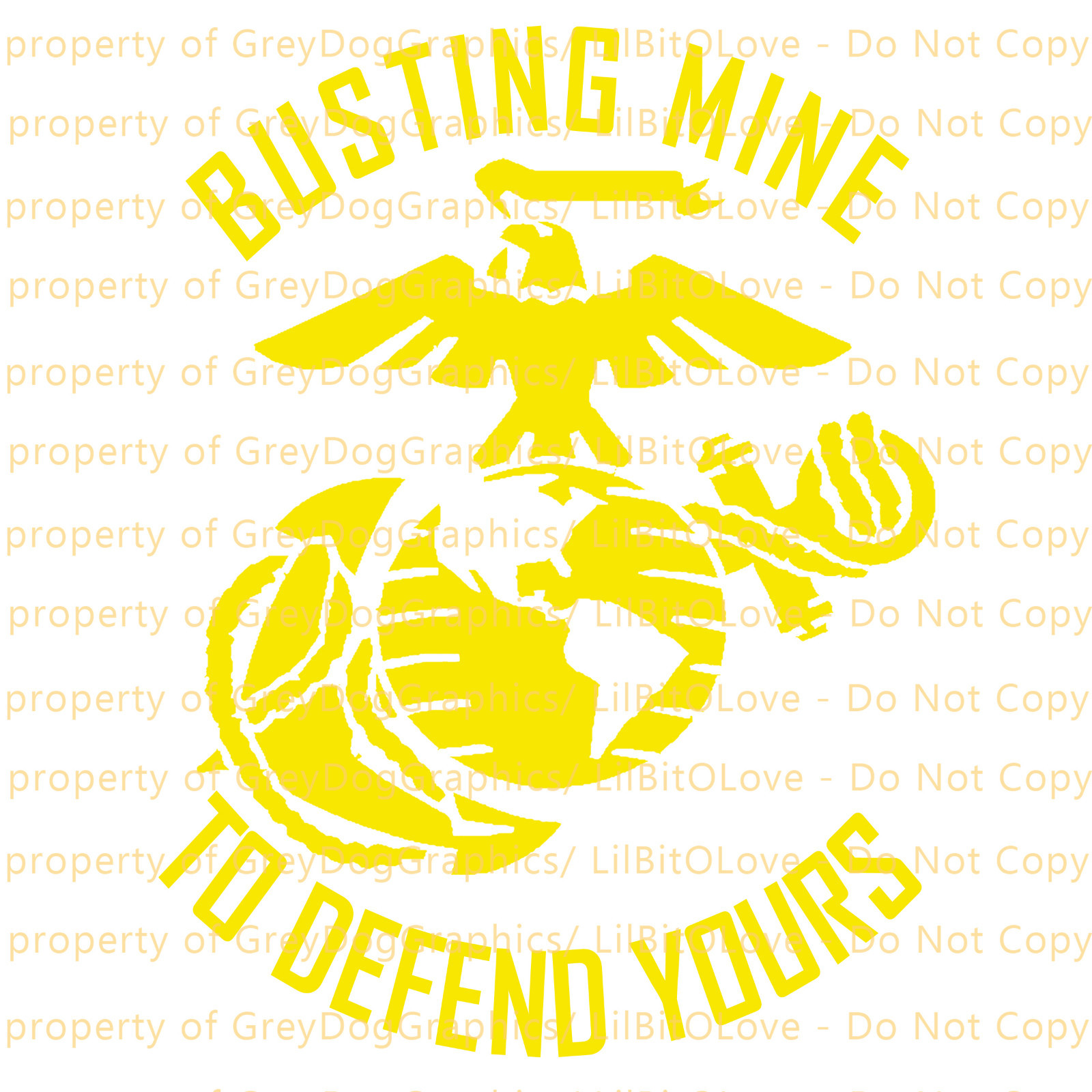 Busting Mine to Defend Yours Vinyl Decal EGA Marines United States Marine Corps