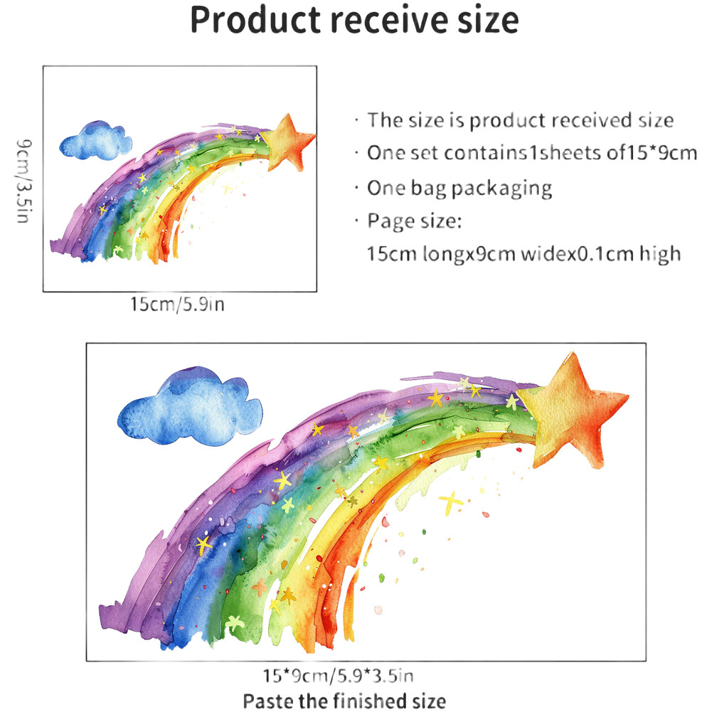 Rainbow Glow Wall Decal PVC Material 15cm x 9cm Glows After Light Exposure