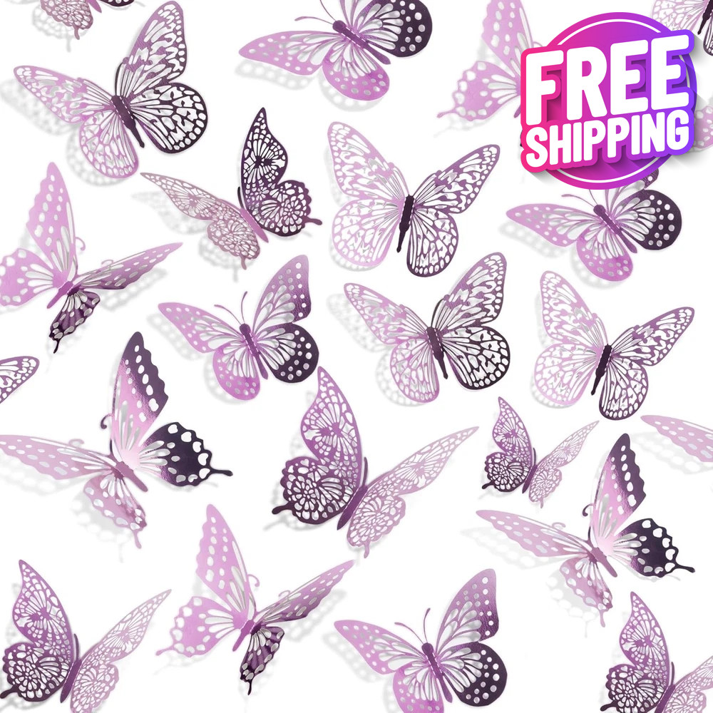 SAOROPEB 48PCS 3D Butterfly Wall Decor, Removable Peel & Stick Decals Party Room