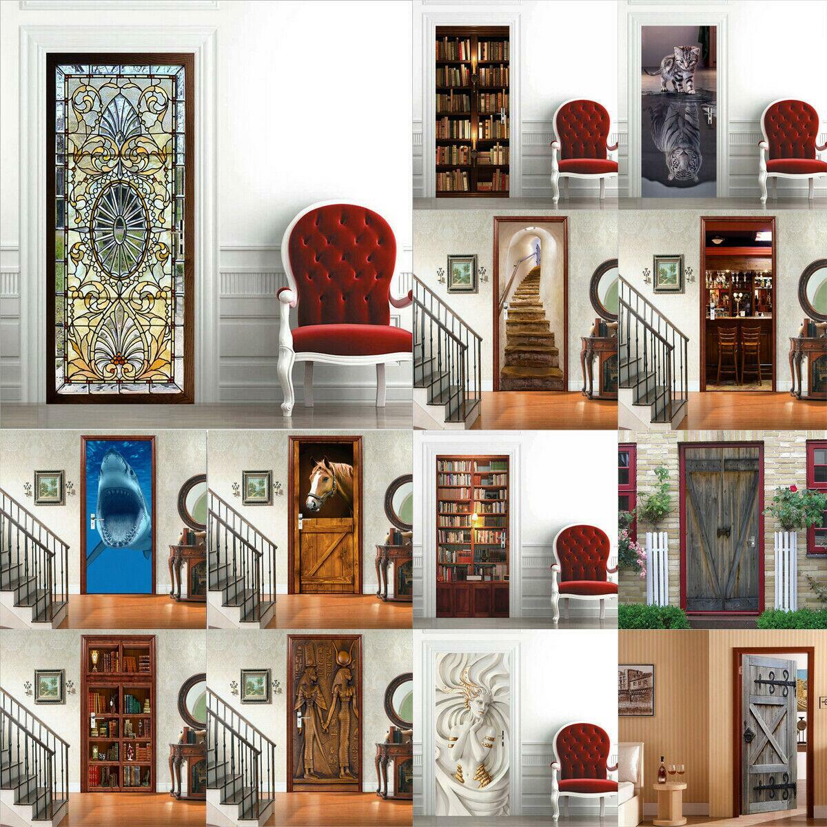 Door Wall Fridge STICKER – Rustic Style Animals Waterproof 3D Mural Decal Cover