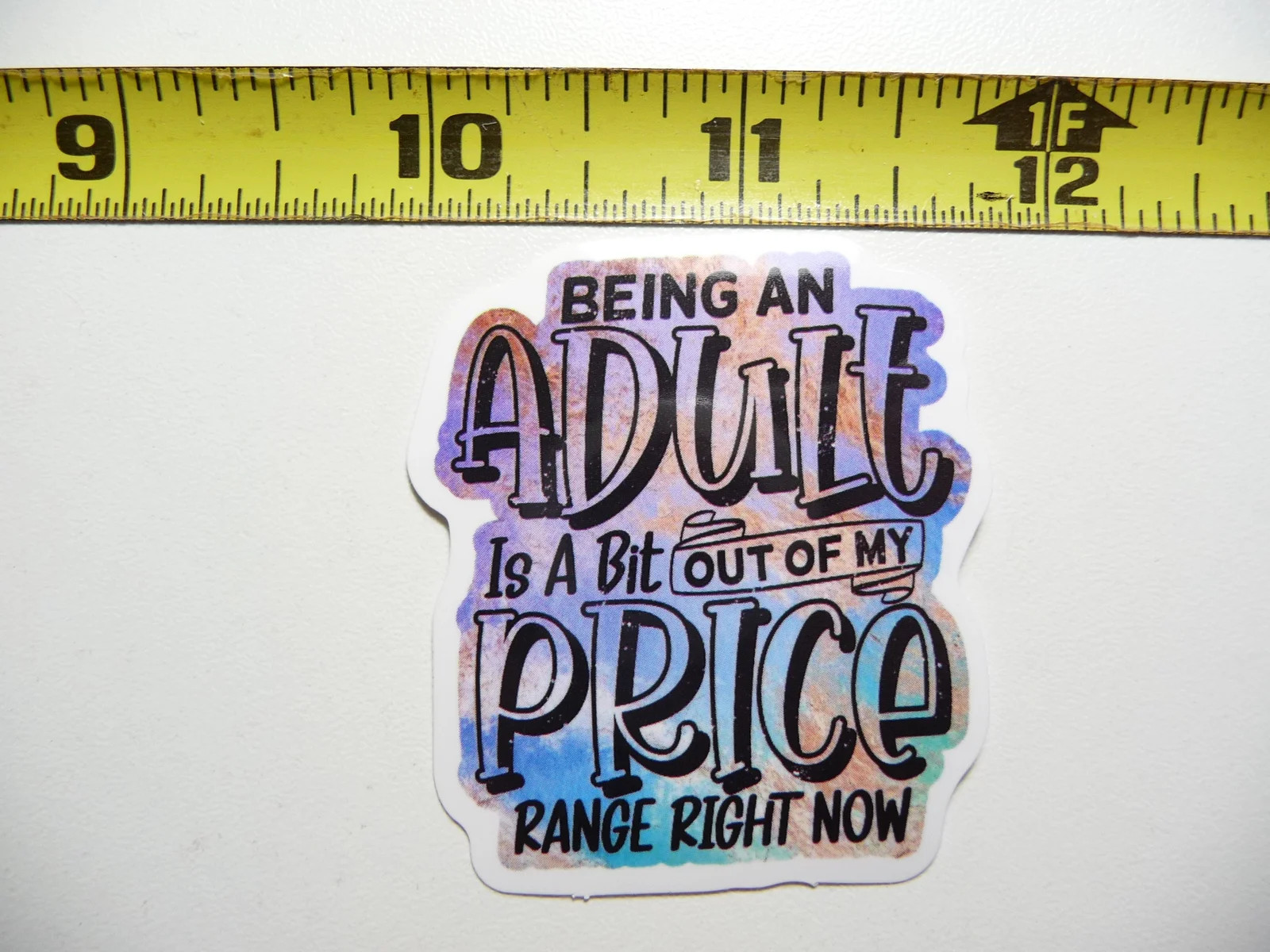 BEING AN ADULT IS OUT OF MY PRICE RANGE SMALL STICKER DECAL FUNNY SAYING SNARKY