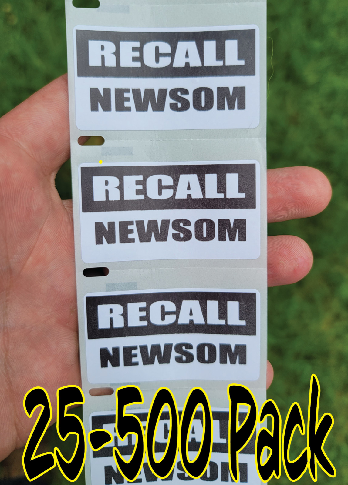 RECALL NEWSOM 25-500Pack Stickers bulk Paper sticker decal label cali gavin