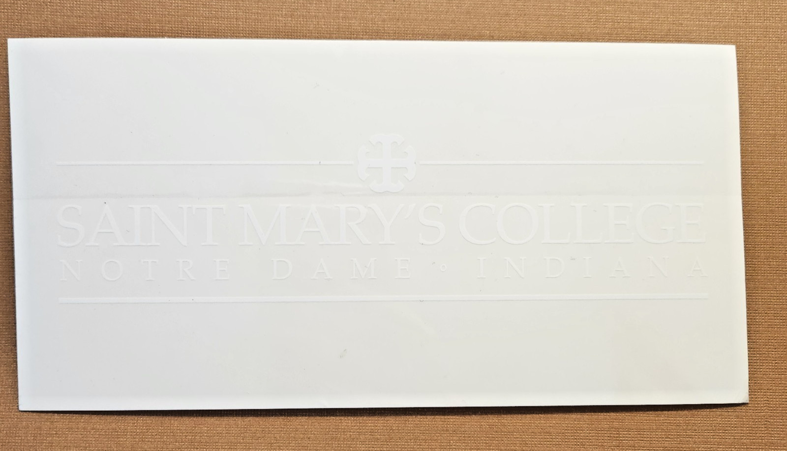 Saint Mary’s College Decal Sticker Window Graphic White 3.75×7.5″ Notre Dame IN