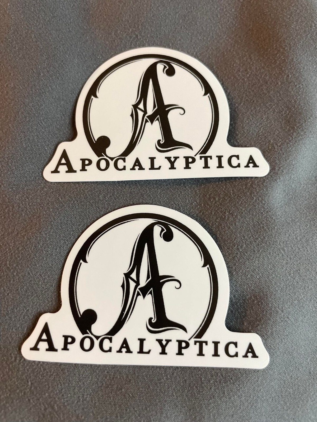 Lot (2) APOCALYPTICA 1 5/8″ x 2 1/2″ Band STICKERS Black White FAST! FREE SHIP!