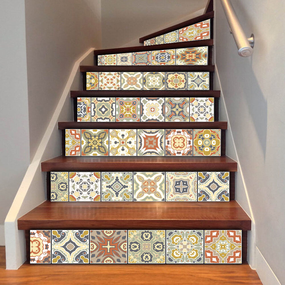 6x 3D Mosaic Stair Riser Decals Wall Tile Stickers Self Adhesive DIY Home Decor