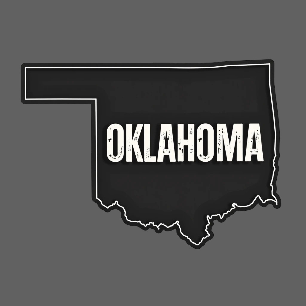 Oklahoma Sticker Vinyl Decal State Outline Distressed Black Car Truck